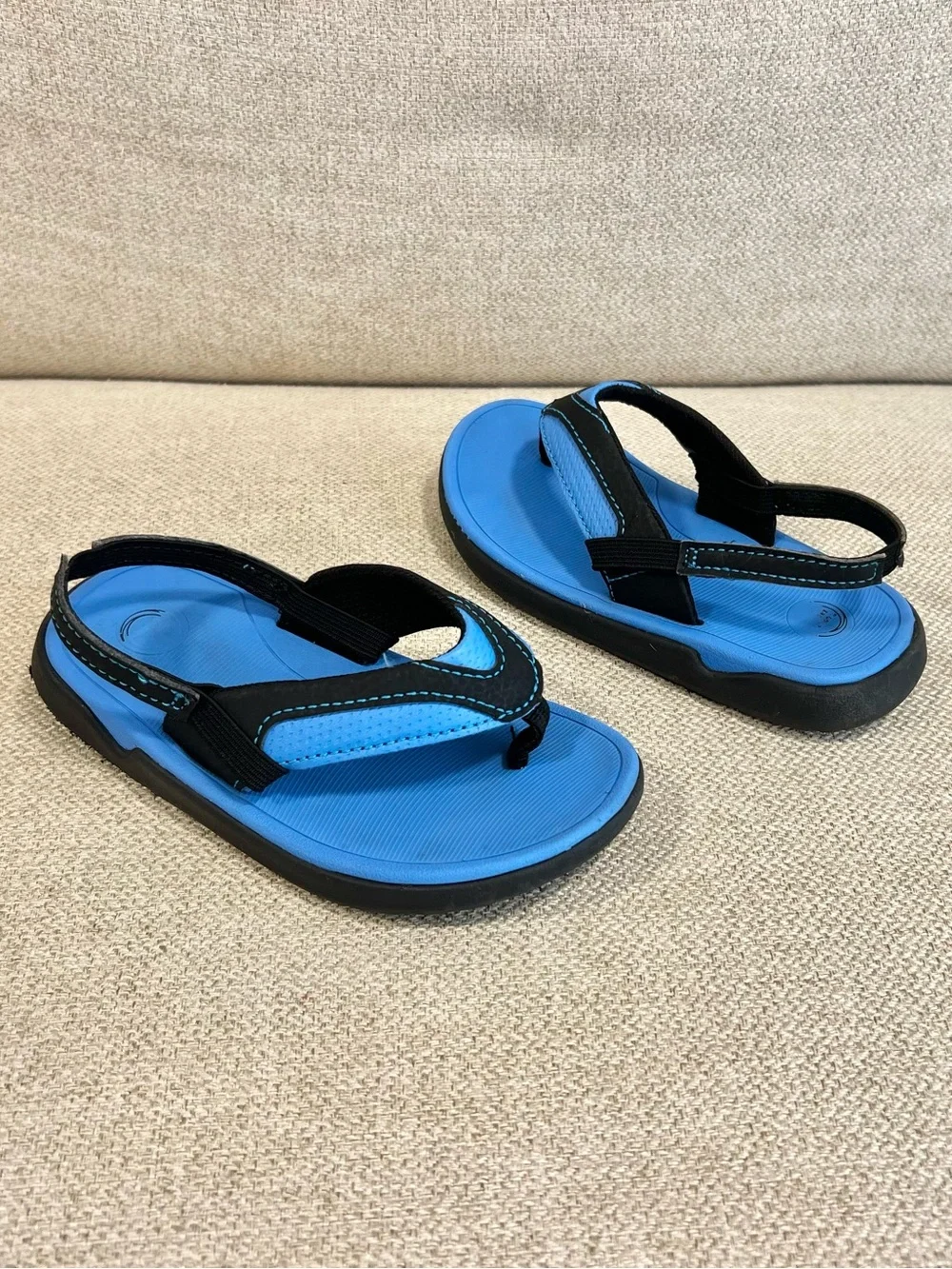 Wonder Nation Size 9/10 Toddler Blue Black Flip Flops EUC